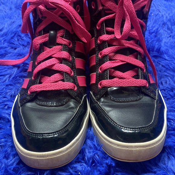 Adidas Black & Pink Lace Up High Top Sneakers Size 7 - Picture 5 of 14